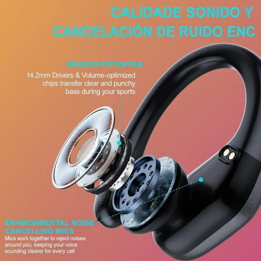 NNETM Wireless Sports Earbuds with Pure Bass Sound and LED Display - Black-4