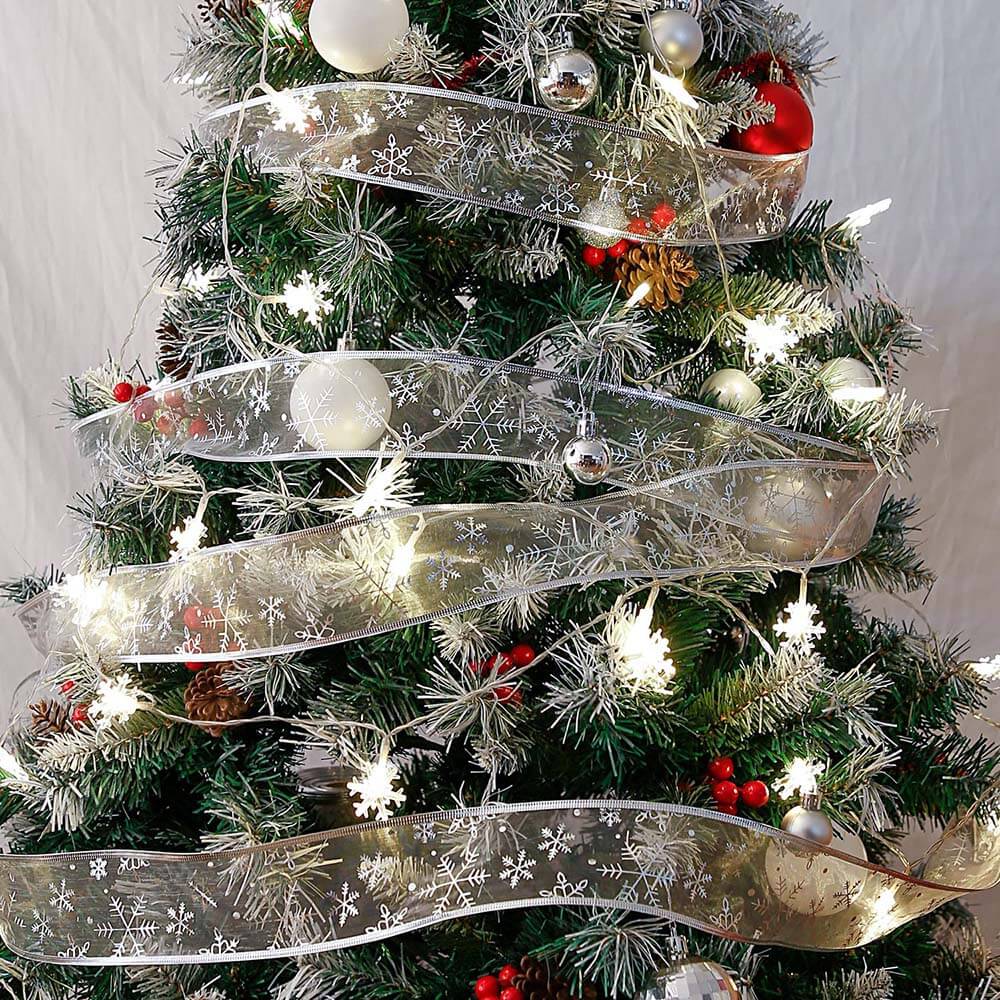 ⭐ Tira de LED Navidad 250 Leds – Color Plata con Luz Cálida