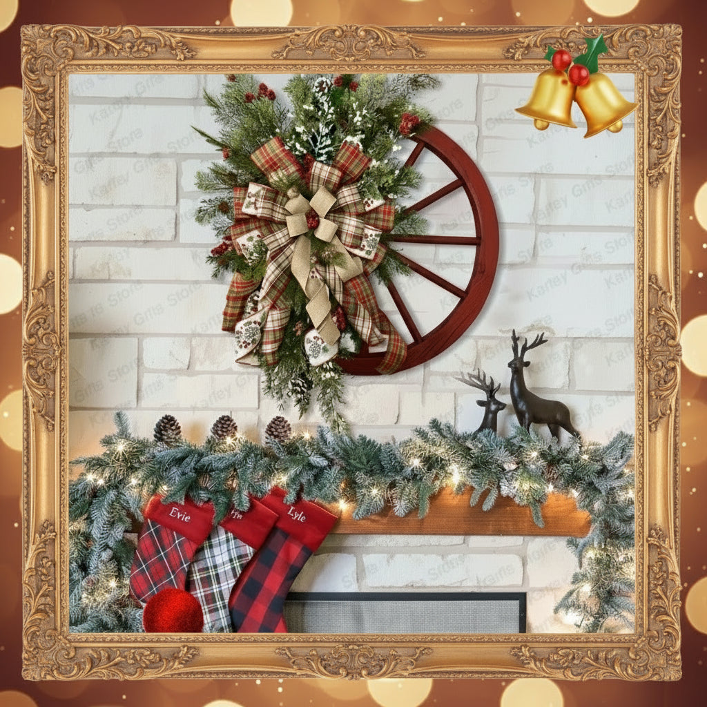 Wooden Christmas Roulette Wheel Wreath Decoration-1