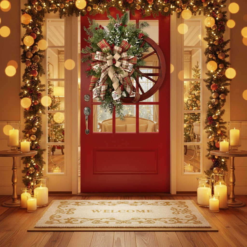 Wooden Christmas Roulette Wheel Wreath Decoration-2