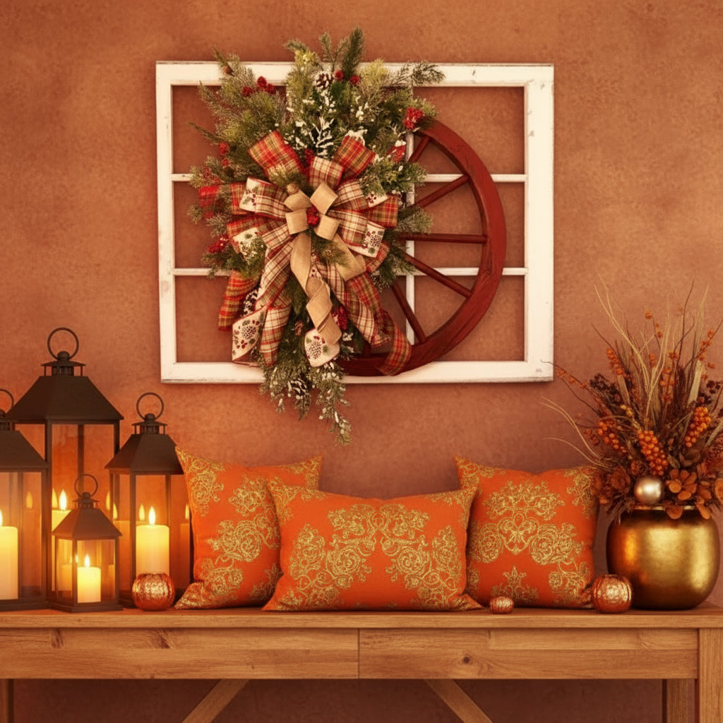 Wooden Christmas Roulette Wheel Wreath Decoration-4