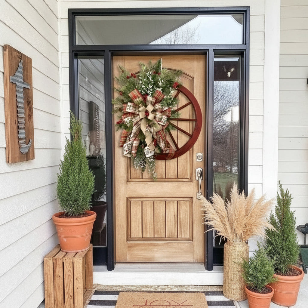 Wooden Christmas Roulette Wheel Wreath Decoration-3