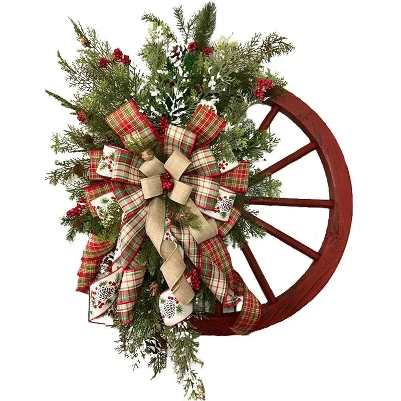 Wooden Christmas Roulette Wheel Wreath Decoration-0
