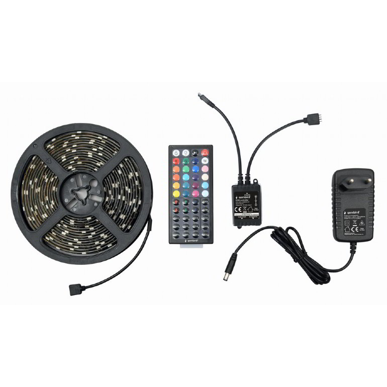 Tira LED RGB 5M Gembird IP65 con Control Remoto + Fuente de Alimentación