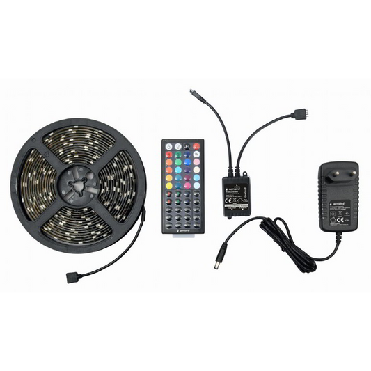 Tira LED RGB 5M Gembird IP65 con Control Remoto + Fuente de Alimentación