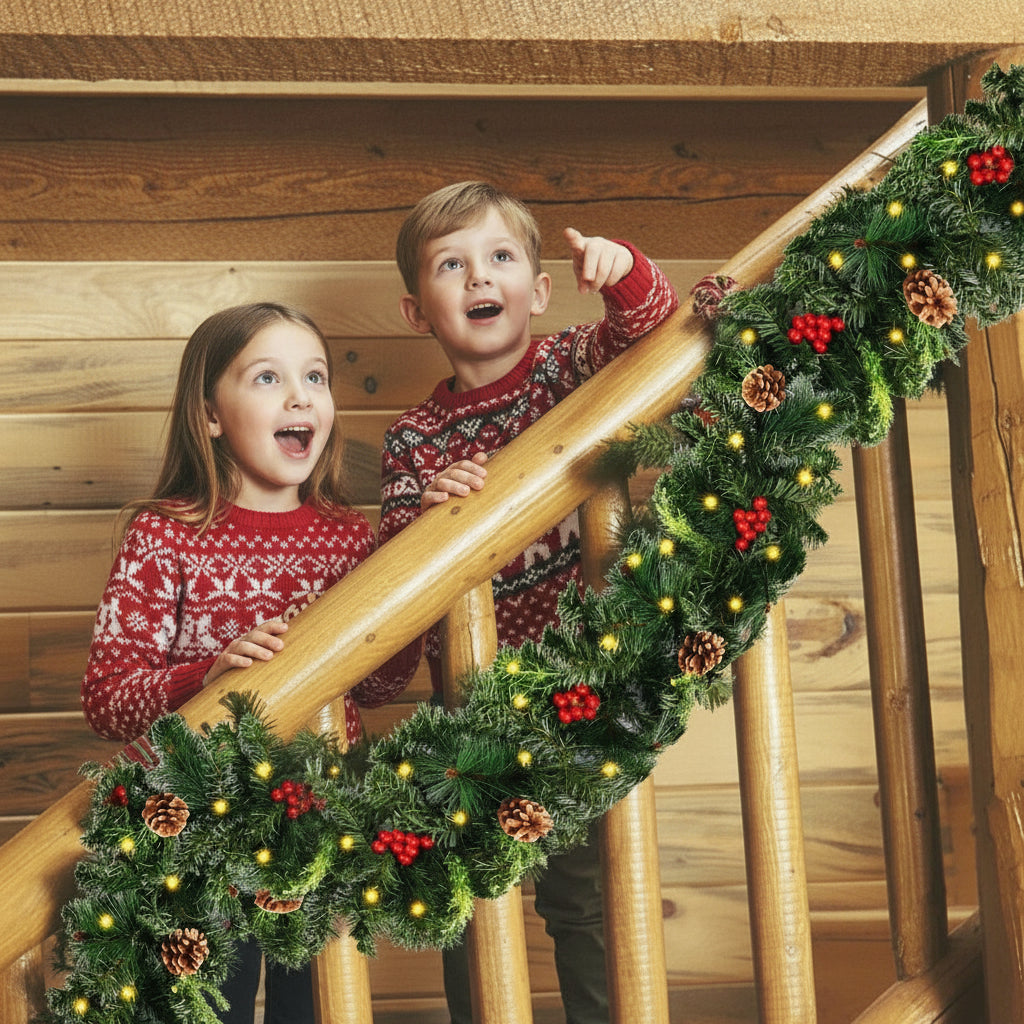 LED Pine Cone Christmas Garland Decoration-1