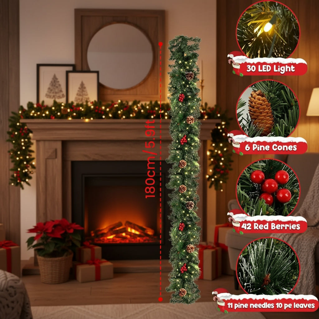 LED Pine Cone Christmas Garland Decoration-4