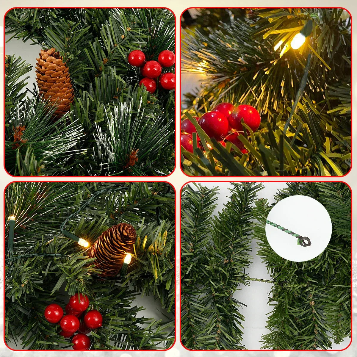 LED Pine Cone Christmas Garland Decoration-3
