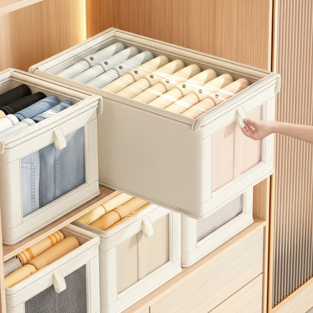 Organizador de Ropa con Cajones Visuales – Plegable, Antipolvo y Gran Capacidad para Armario