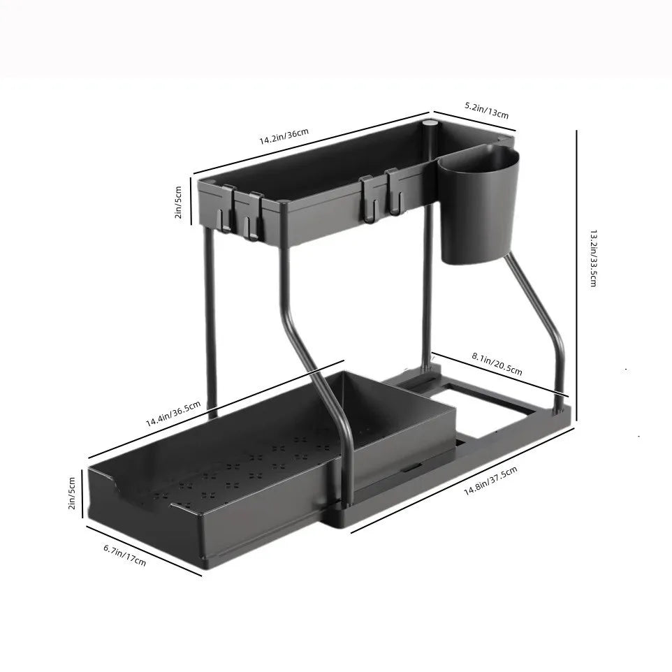 Organizador Extraíble de 2 Niveles – Ahorra Espacio en Cocina y Baño