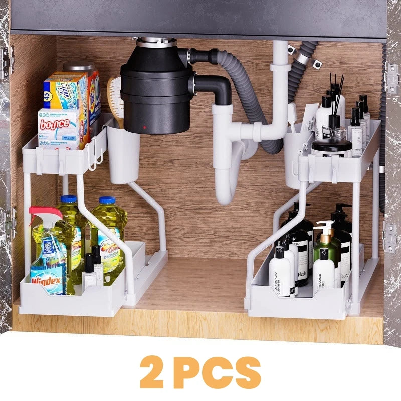 Organizador Extraíble de 2 Niveles – Ahorra Espacio en Cocina y Baño