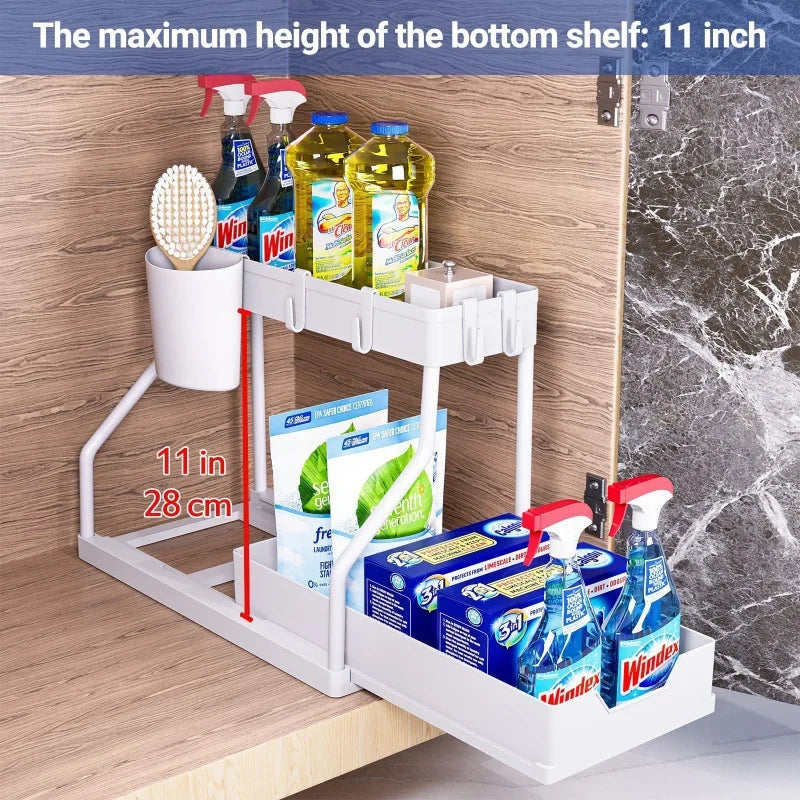 Organizador Extraíble de 2 Niveles – Ahorra Espacio en Cocina y Baño