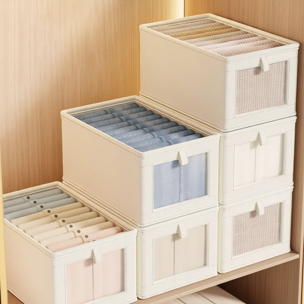Organizador de Ropa con Cajones Visuales – Plegable, Antipolvo y Gran Capacidad para Armario