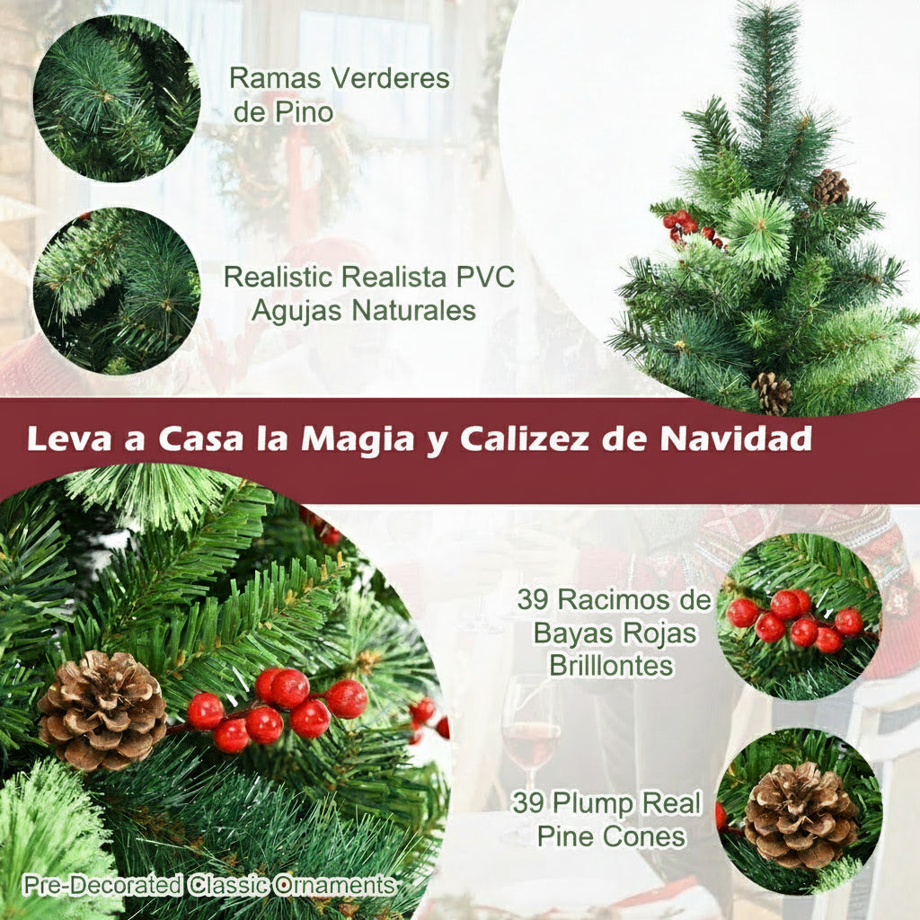 NNECW 1.5m Artificial Christmas Tree with Pine Cones for Decorations-4