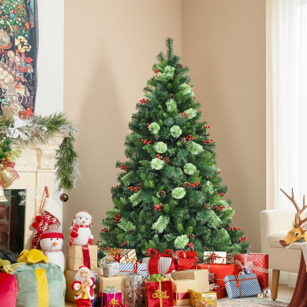 NNECW 1.5m Artificial Christmas Tree with Pine Cones for Decorations-0