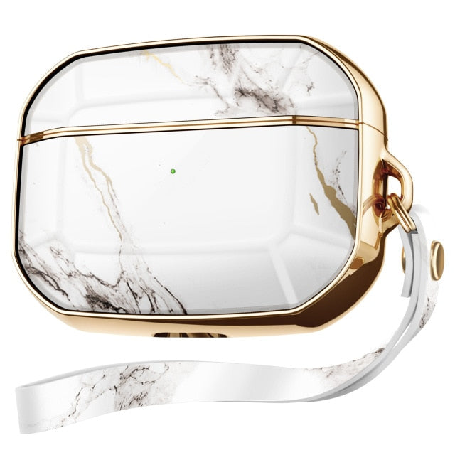 ✨ AirPods Pro / AirPods 2/1 Luxury Marble Case – Edición Electroplated con Lanyard | Protección Premium & Estilo Moderno