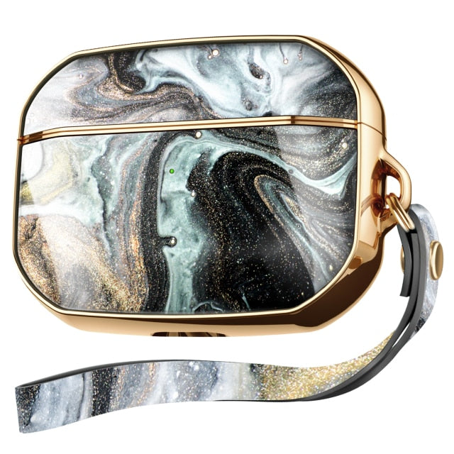 ✨ AirPods Pro / AirPods 2/1 Luxury Marble Case – Edición Electroplated con Lanyard | Protección Premium & Estilo Moderno